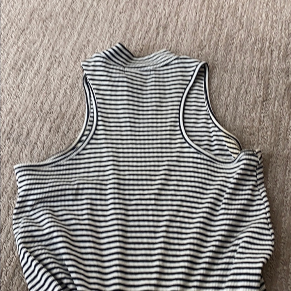 Striped black and white summer dress - high neck - Picture 3 of 3